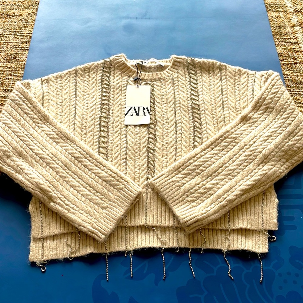 Zara Rhinestone Embellished Sweater
